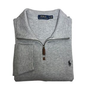 Polo Ralph Lauren Cotton Gray Embroidery Pony‎ 1/4 Zipper Pull Over Sweater XL